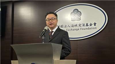 海基會秘書長羅文嘉回應媒體對於「鄭習會」的看法。(陳國維 攝)