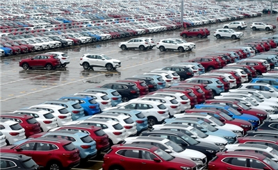 圖為上海汽車集團的寧德基地，製造好的車輛在此等待出廠。(圖:中央社檔案照)