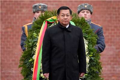 緬甸軍政府領導人敏昂萊經國會選舉成為總統，鞏固了他在這個飽受戰火蹂躪國家的政治權力。資料照。