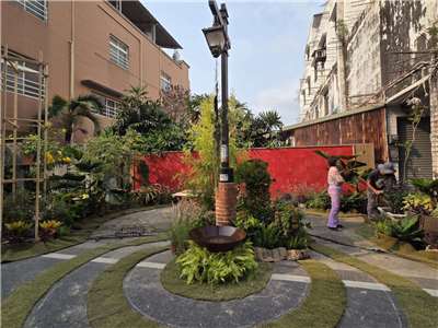 台灣好基金會與屏東潮州建基路居民共同推動的《2026春潮集》，今年攜手打造街道花園。(江昭倫 攝)