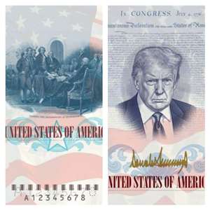 印有川普總統肖像的美國護照設計稿。(美國國務院)