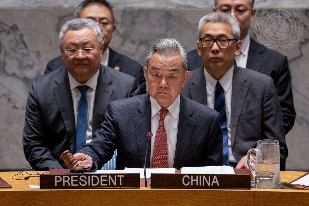 中國外交部長王毅26日主持聯合國安理會會議。(UN Photo/Manuel Elías)