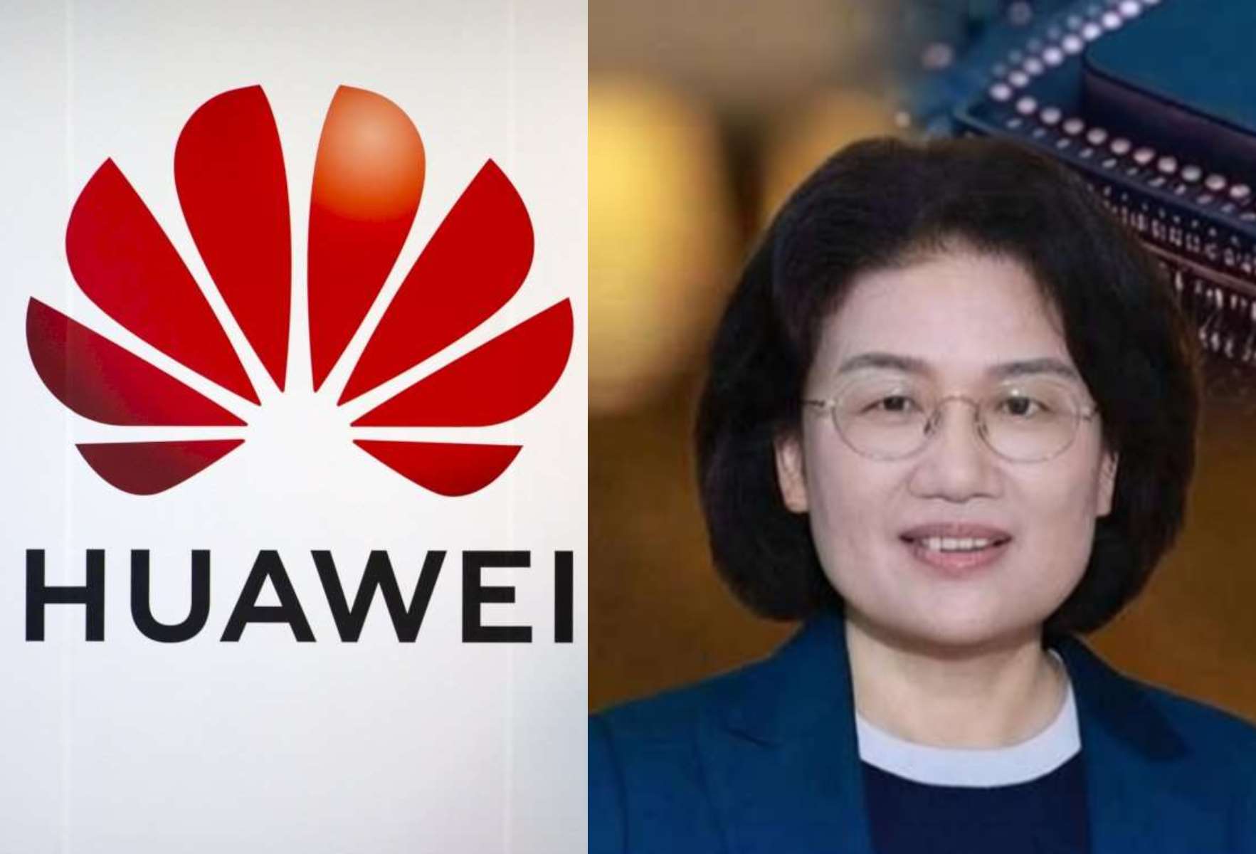 華為半導體總裁何庭波(圖)25日發表號稱打敗摩爾定律的韜定律，讓中國晶片技術自主再取得進展，引發國際關注。(美聯社/達志影像、百度百科，央廣合成)