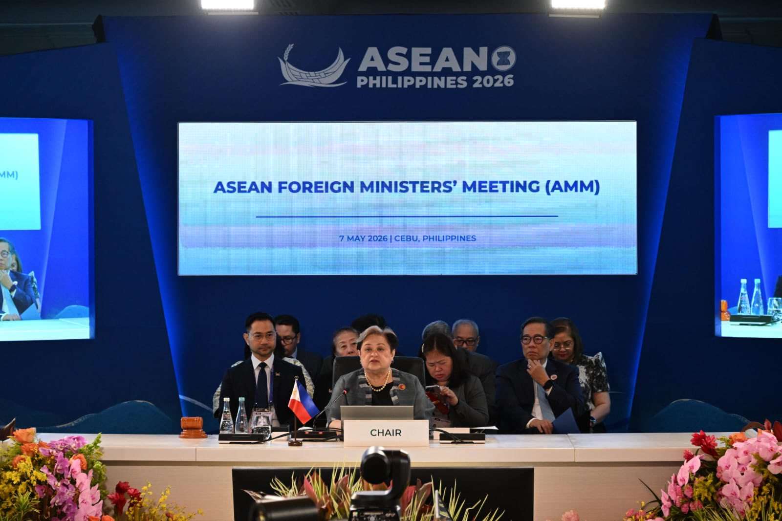 菲律賓外交部長拉薩洛(Maria Theresa Lazaro)7日在東協外長會議開幕致詞。 (圖:ASEAN)
