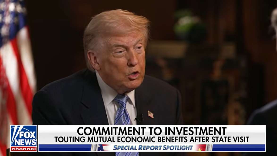 川普接受福斯新聞(Fox News)節目「拜爾特別報導」(Special Report with Bret Baier)訪問。(圖擷取foxnews.com)