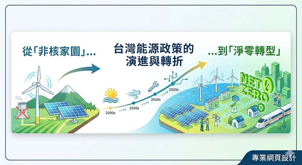 Ai示意圖：台灣能源政策的演進與轉折