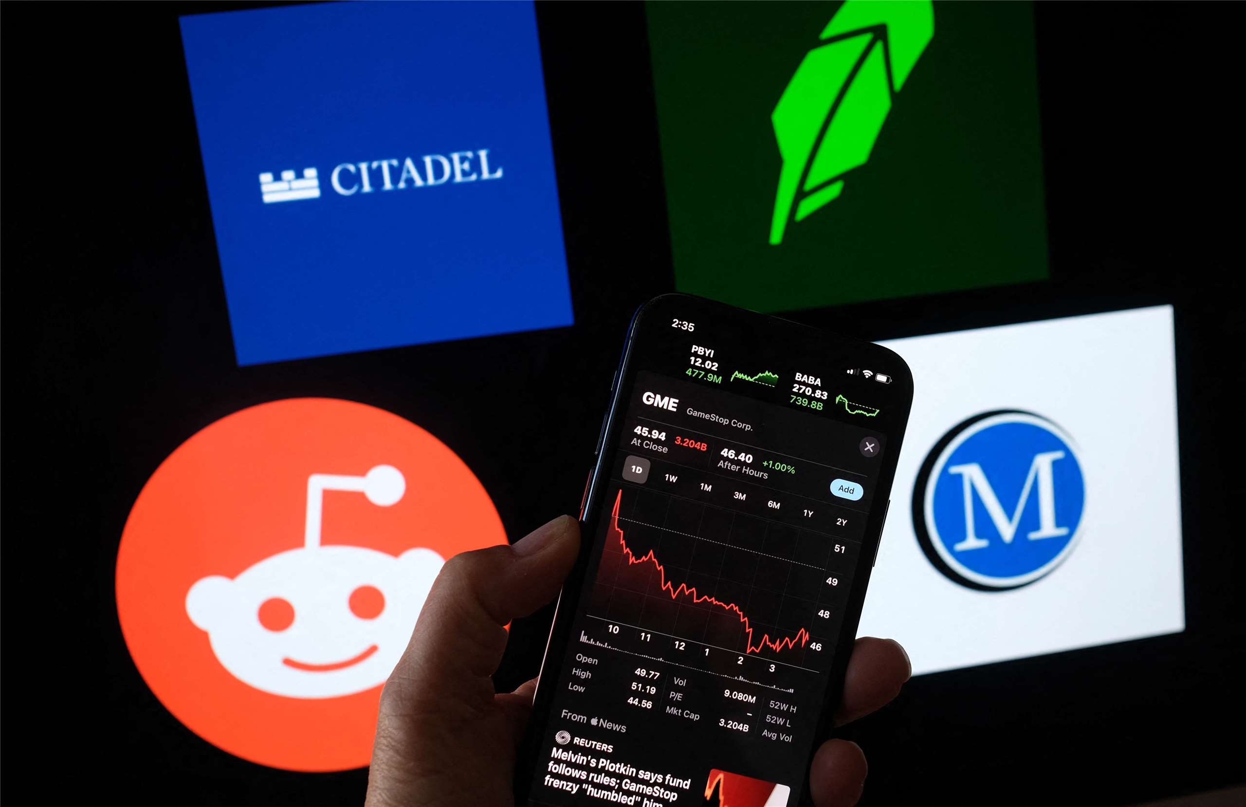圖左上為避險基金「城堡」(Citadel)的logo。資料照片。