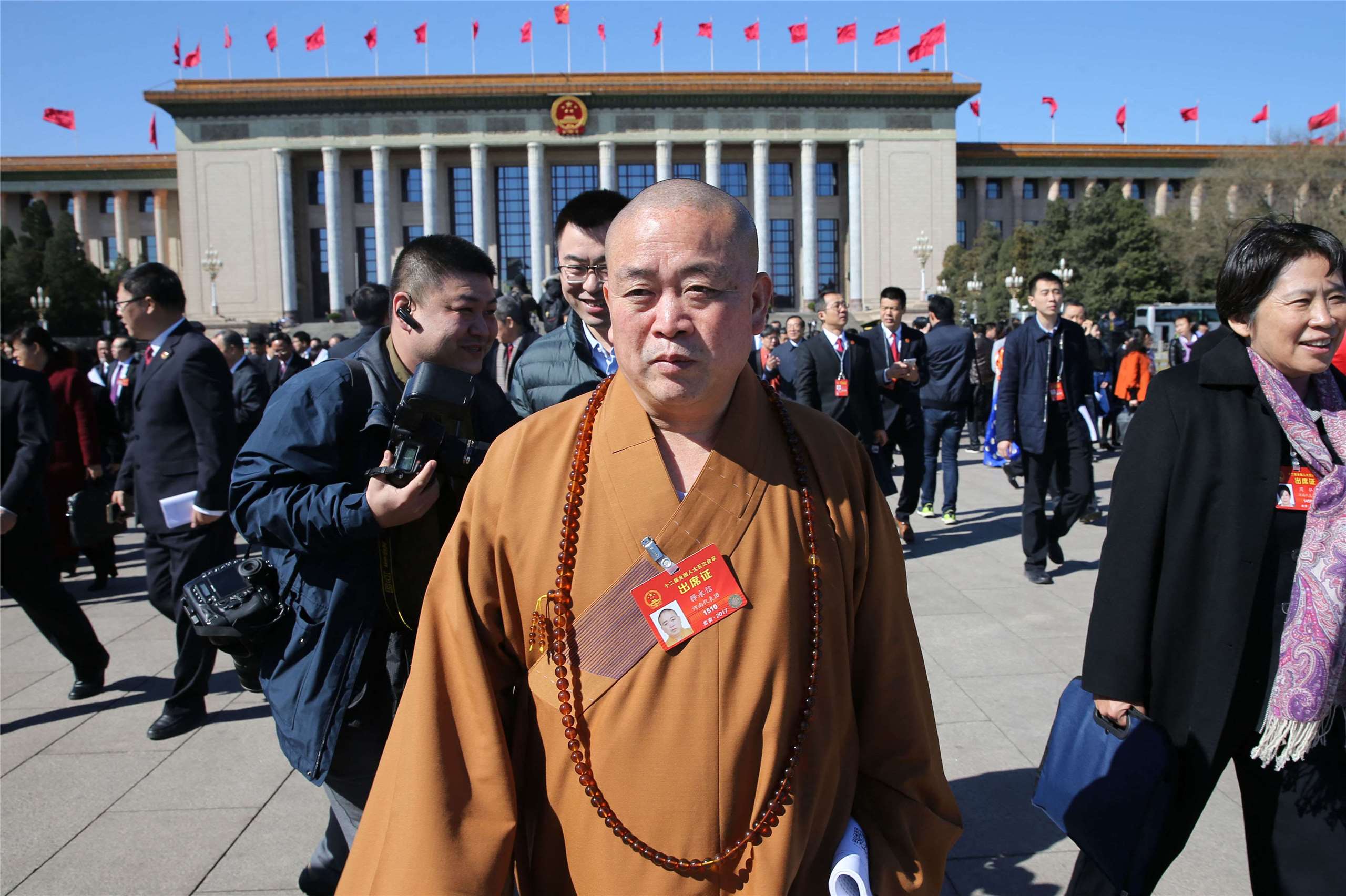 前嵩山少林寺住持釋永信因涉貪被捕，遭判刑24年。(檔案照)。 (AFP)