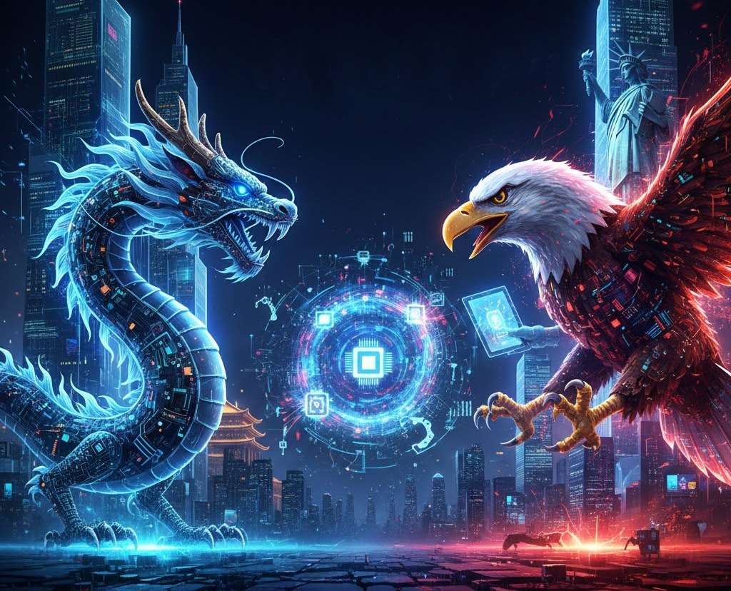 華府與北京將制定人工智慧(AI)發展規範，並預告兩國將對此展開對話。(AI生成圖)