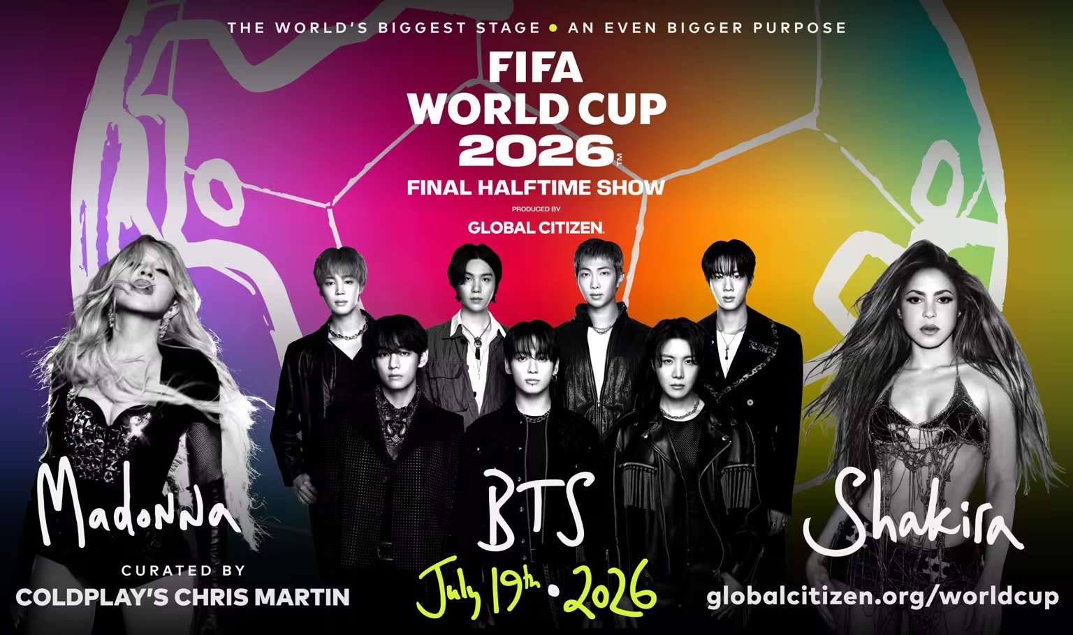 世足賽首次巨星中場秀，瑪丹娜、夏奇拉、BTS夢幻同台。(圖:FIFA)
