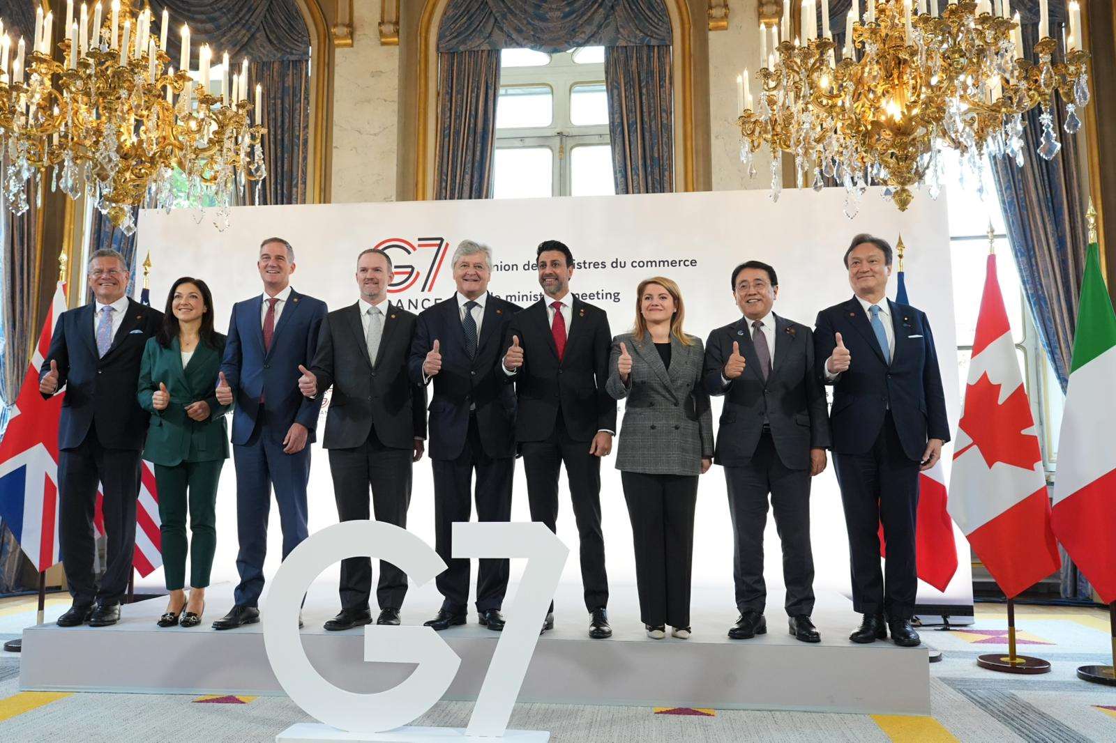 七大工業國集團(G7)貿易部長6日在巴黎舉行會談。(X@ItalyMFA)