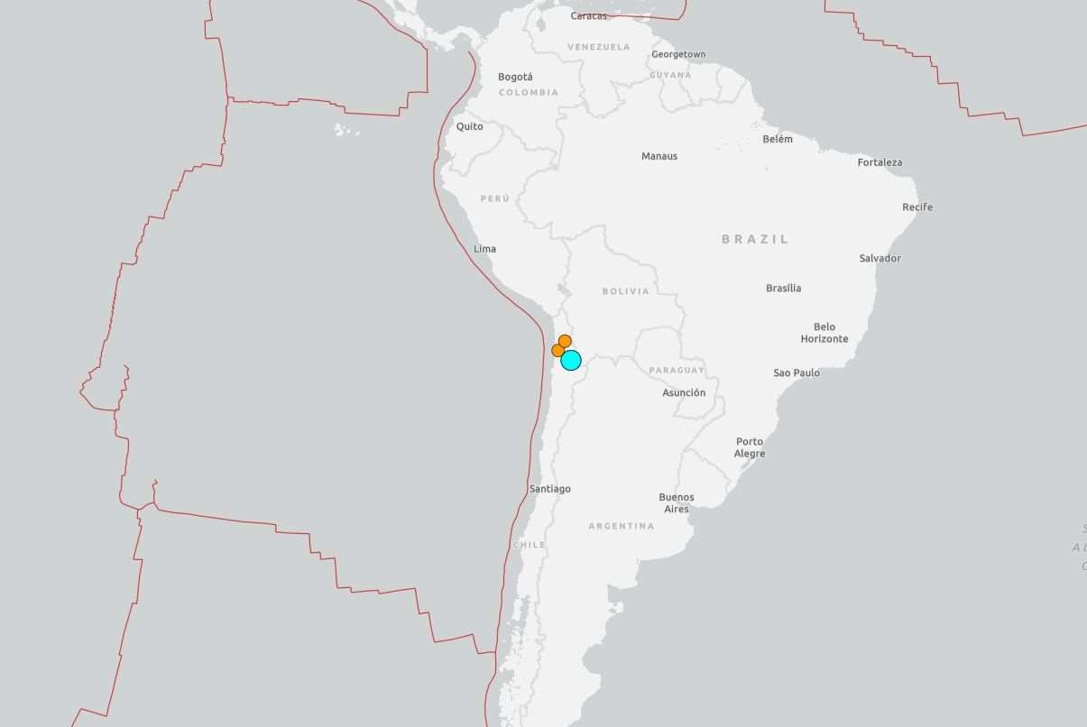 智利北部發生規模6.9地震。 (圖:USGS)