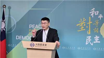 陸委會副主委梁文傑7日主持陸委會例行記者會。(陳國維 攝)