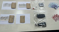 桃園市21歲吳姓男子26日中午施用摻有愷他命香菸後駕車南下，毒駕到花蓮，遭警方攔查後驗出毒品反應，並於車內發現多支彩虹菸、電擊棒1組、現金等證物。（新城警分局提供）