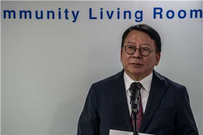 港府推動愛國教育，香港政務司司長陳國基(圖)主持港澳青年重走中共長征路啟動儀式。資料照片。