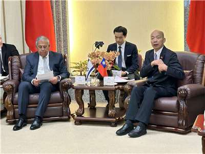 立法院長韓國瑜今天(6日)接見以色列國會跨黨派議員團。(趙婉淳 攝)