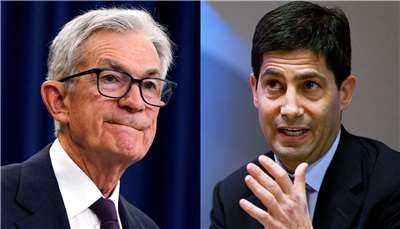 聯邦準備理事會(Fed)宣布將由15日剛卸任主席鮑爾(Jerome Powell)(左)續任代理主席，直到新主席華許(Kevin Warsh)(右)上任。(路透社、美聯社/達志影像，央廣合成)