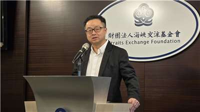 海基會秘書長羅文嘉說明一貫道道親遭陸方拘禁事件。(陳國維 攝)