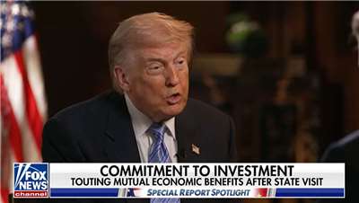 川普接受福斯新聞(Fox News)節目「拜爾特別報導」(Special Report with Bret Baier)訪問。(圖擷取foxnews.com)