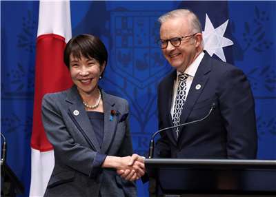 日本首相高市早苗本週與澳洲總理艾班尼斯會面時，共同發表「澳日戰略網路合作」計畫，加強對付中國、北韓等國家級網攻威脅。資料照。