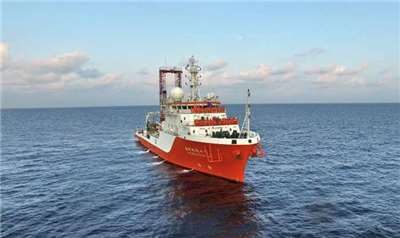 中國海洋調查船3度在釣魚台海域將疑似探測物體投入海中，而4月下半月也數度在石垣島海域從事相同活動。(資料照/中國地質調查局)