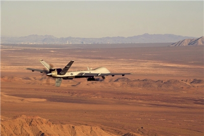伊朗伊斯蘭革命衛隊26日聲稱，擊落一架美國MQ-9死神無人機。示意圖。 (圖:美國空軍)