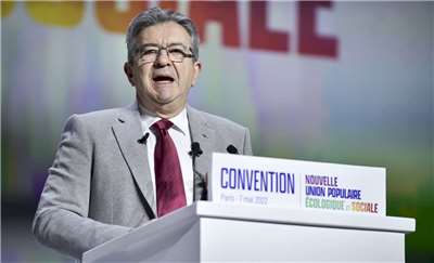法國極左派領袖梅蘭雄(Jean-Luc Melenchon)將第4度出馬參選總統。 (檔案照)