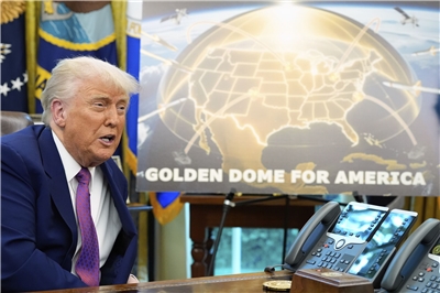美國總統川普(Donald Trump)計劃打造全國性飛彈防禦系統「金穹」(Golden Dome)。(示意圖)