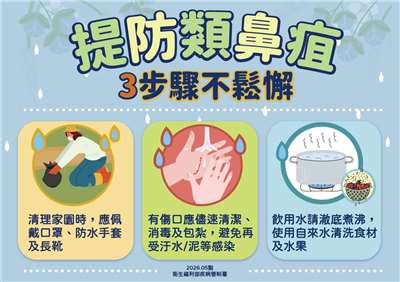 預防類鼻疽3步驟。(疾管署提供)