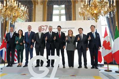 七大工業國集團(G7)貿易部長6日在巴黎舉行會談。(X@ItalyMFA)