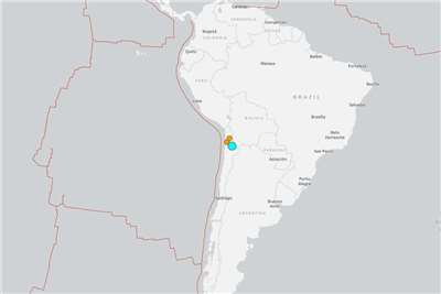 智利北部發生規模6.9地震。 (圖:USGS)