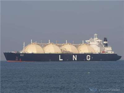 阿拉伯聯合大公國(簡稱阿聯)的阿布達比國營石油公司(ADNOC)旗下的液化天然氣(LNG)船Mraweh號，即將抵達日本。(圖取自www.vesselfinder.com)