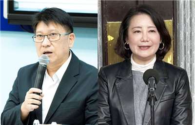 藍營立委提案普發全民支援金特別條例草案日前於立法院一讀通過，呼籲還稅於民制度化；綠營立委則質疑將此作為政治操作工具。左為國民黨立委林思銘、右為民進黨立委吳思瑤。資料合成照。(Rti)