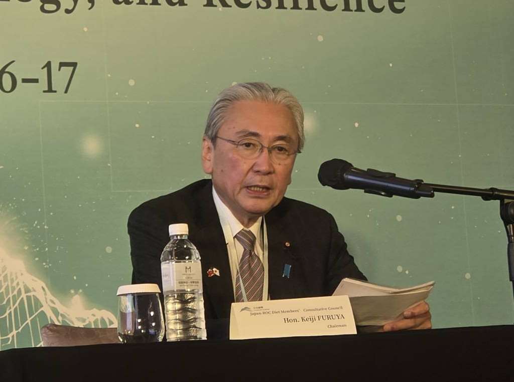 媒體報導，「日華議員懇談會」擬更改名稱為「日台議員懇談會」，圖為日華議員懇談會會長古屋圭司。資料照片。(劉玉秋 攝)