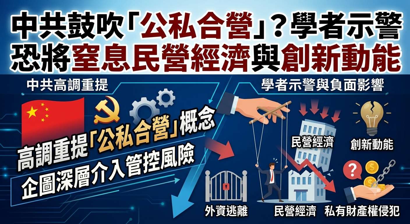 中共鼓吹「公私合營」？學者示警恐將窒息民營經濟與創新動能(AI生成圖)