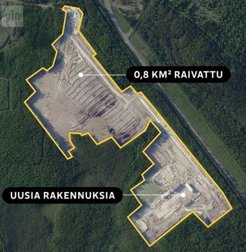 芬蘭媒體報導，最新衛星影像顯示俄羅斯正在芬蘭東側邊境約175公里處大舉動工，數十年來首次興建軍事基地，預計容納4,000至6,000名士兵。(圖擷取自Yle)
