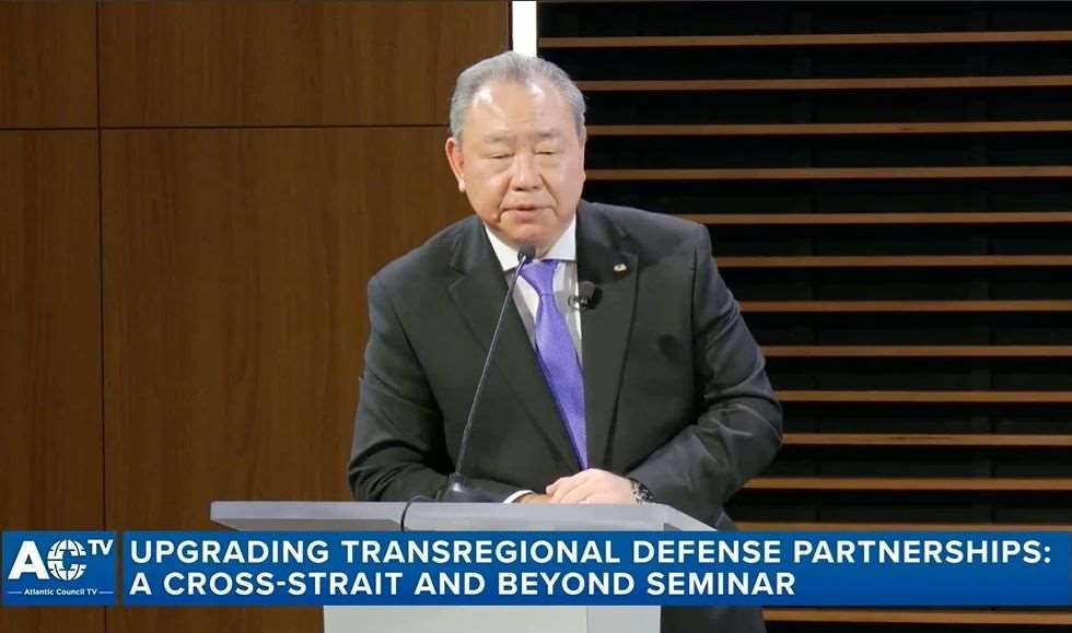 駐美代表俞大㵢3日出席大西洋理事會(Atlantic Council)「提升跨區域防衛夥伴-台海與未來」論壇。 (圖:翻拍自X@AtlanticCouncil)