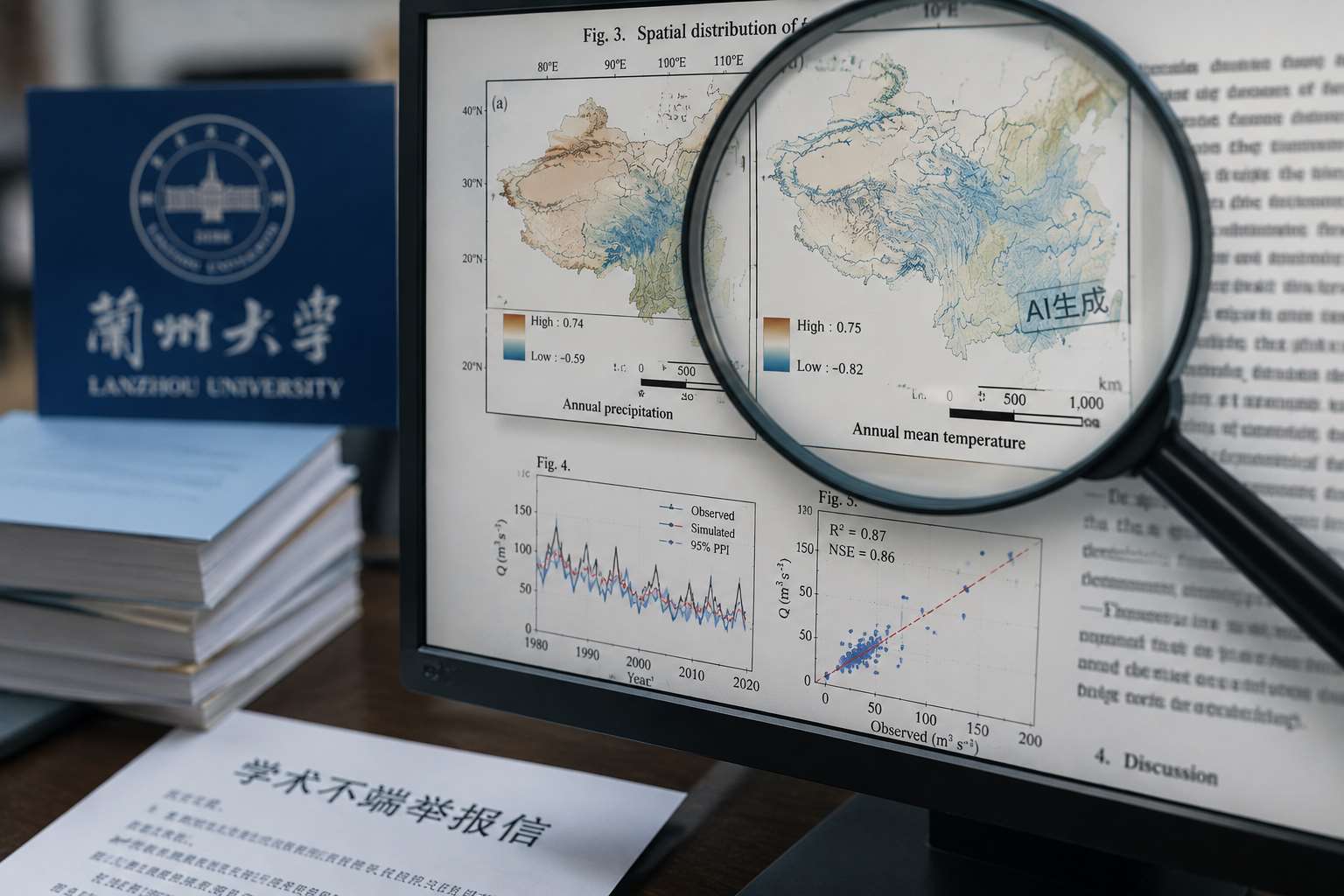 中國蘭州大學一名教師在國際期刊發表的論文被指圖表帶有「AI生成」水印，校方及相關期刊已啟動調查。(示意圖/AI生成)