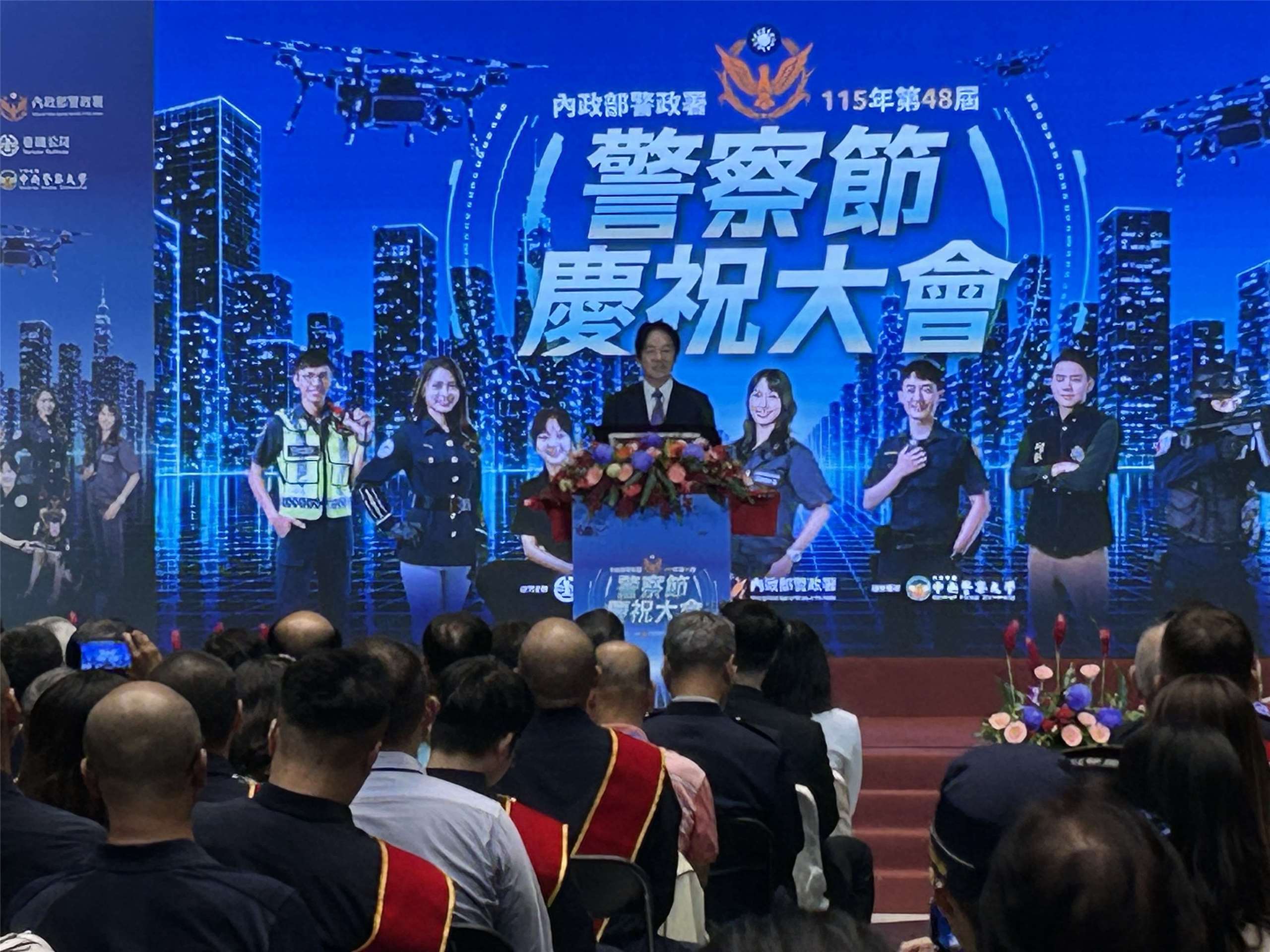 賴清德總統今天(11日)出席「2026年警察節慶祝大會」並致詞。(趙婉淳 攝)