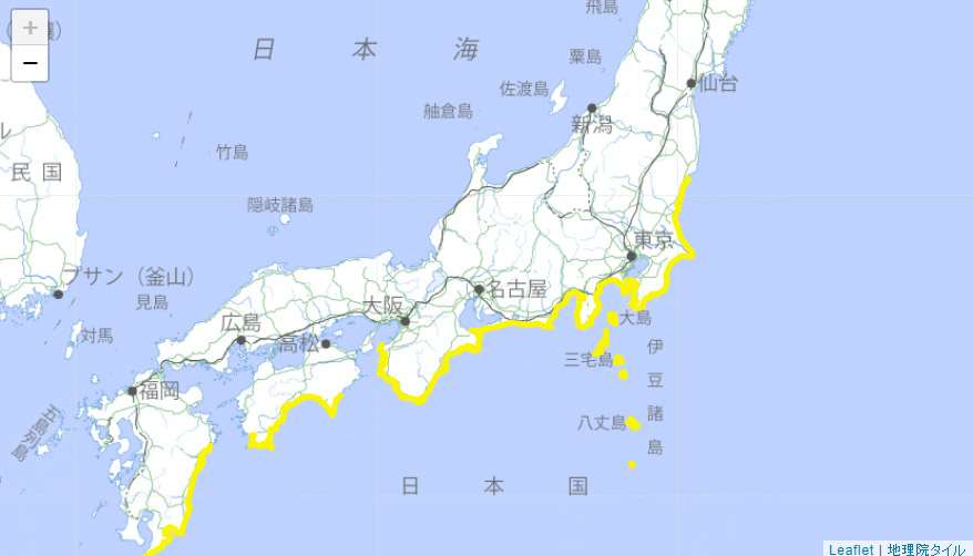 日本氣象廳8日上午9時5分(台北時間8時05分)，針對茨城縣到沖繩縣共10個地區發布海嘯注意報。(翻攝日本氣象廳官網)