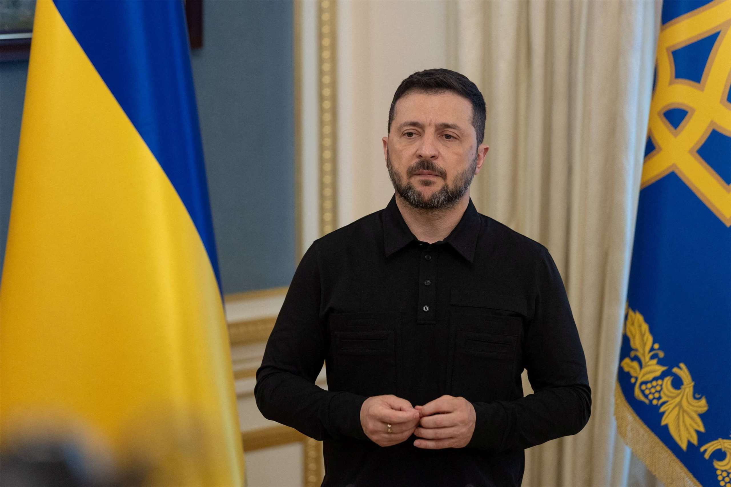 烏克蘭總統澤倫斯基(Volodymyr Zelensky)(圖)14日和美國總統川普通話，討論烏克蘭戰爭。資料照片。