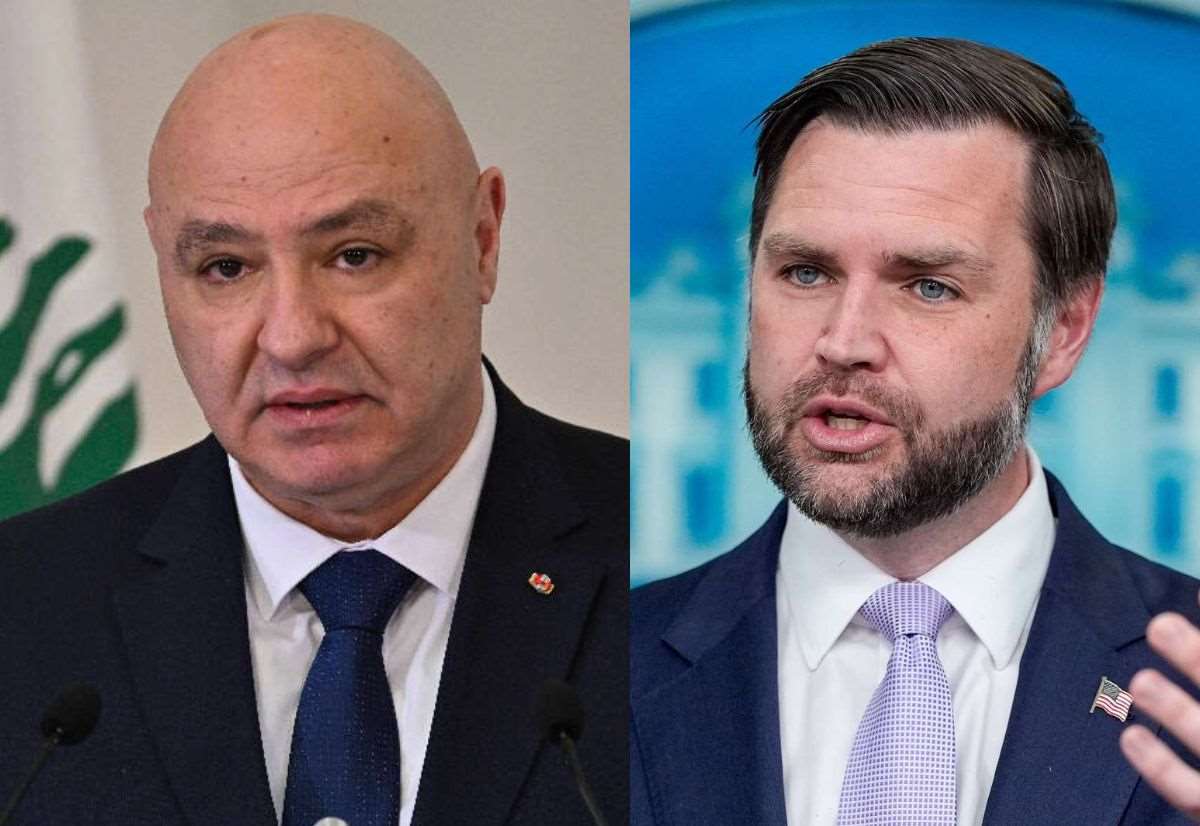 黎巴嫩總統奧恩(Joseph Aoun, 左)與美國副總統范斯(JD Vance, 右)22日討論了一項黎巴嫩降低衝突機制。 (合成圖)
