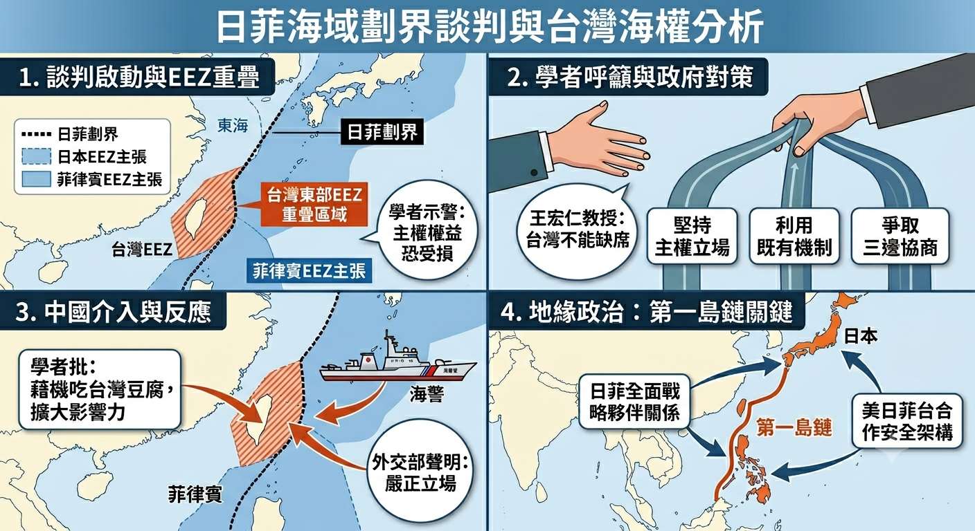 日菲啟動海域劃界談判 學者籲藉現有機制爭取三邊協商(AI圖)