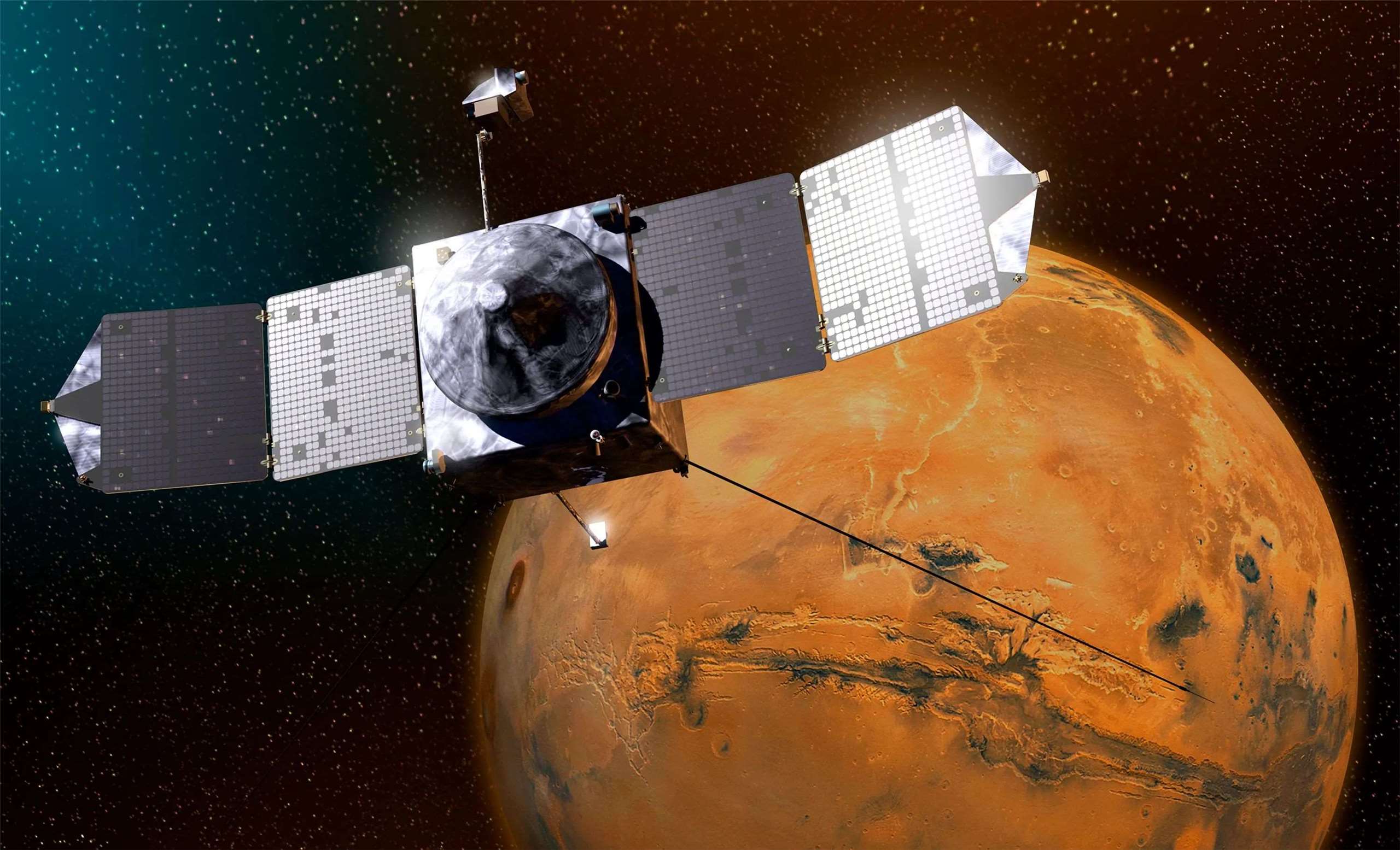 火星探測器MAVEN運作11年失聯，NASA宣布任務結束。示意圖。 (圖:NASA)