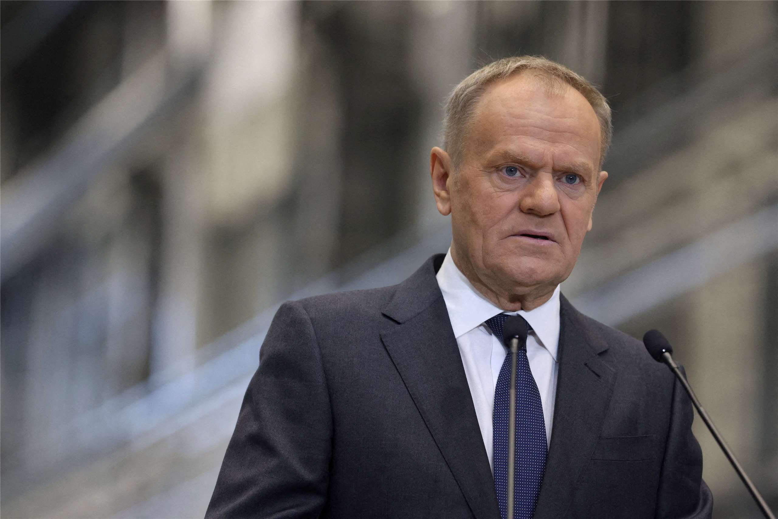 波蘭總理圖斯克(Donald Tusk)宣布與鴻海的合作計劃。資料照。