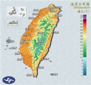 中央氣象署29日發布高溫資訊，天氣高溫炎熱，中午前後彰化縣、台南市為黃色燈號，注意36度以上高溫。( 圖:交通部中央氣象署)