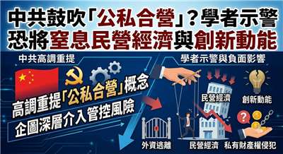 中共鼓吹「公私合營」？學者示警恐將窒息民營經濟與創新動能(AI生成圖)