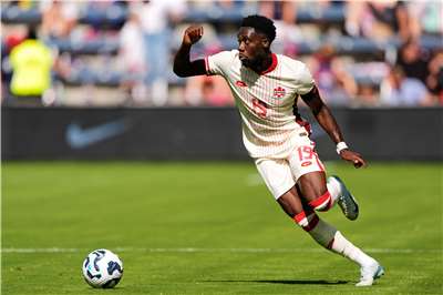 加拿大世足史首顆進球功臣戴維斯(Alphonso Davies)。資料照。