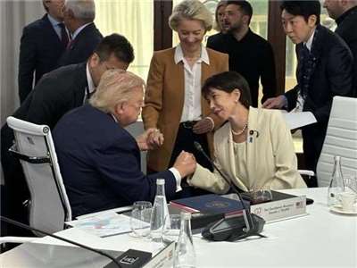 日本首相高市早苗在法國參加七大工業國集團峰會期間，當地時間16日曾與川普於場邊短暫交談5分鐘左右。(X@takaichi_sanae)