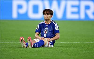 日本久保建英左膝受傷，難以在第二場小組賽上陣。資料照。
